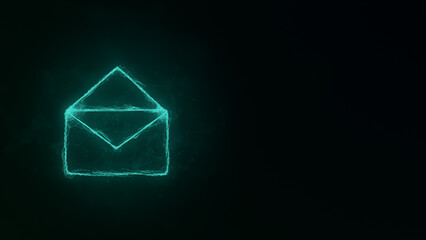 Poster - Envelope icon with plexus effect. Connected lines with dots. Illustration