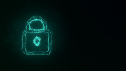 Poster - Lock icon with plexus effect. Connected lines with dots. Illustration