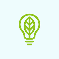 Wall Mural - bulb leaf logo. electric logo