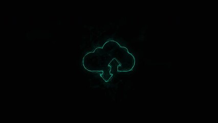Fototapete - Cloud download and upload icon with plexus effect. Connected lines with dots. Lines plexus