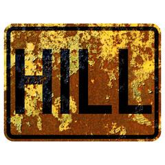 Wall Mural - Old rusty American road sign - Steep hill