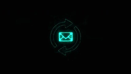 Poster - Outgoing and incoming message icon with plexus effect. Connected lines with dots. Lines plexus