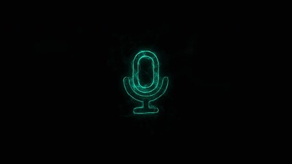 Aufkleber - Microphone icon with plexus effect. Connected lines with dots. Lines plexus
