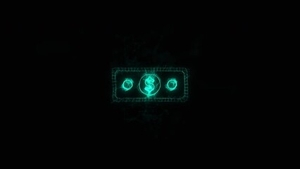 Fototapete - Banknote dollar icon with plexus effect. Connected lines with dots. Lines plexus
