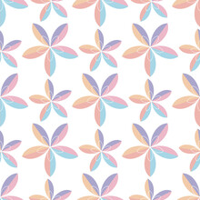 Seamless Abstract Pattern Simple Vector Flowers In Pastel Colors
