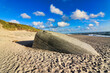 Old concrete bunkers from WWII line the beaches on the west coast of Denmark. The bunkers are part of The Atlantic Wall