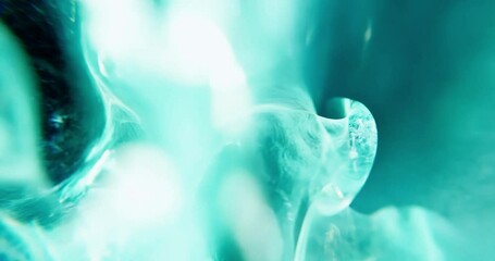 Wall Mural - abstract turquoise background with bubbles and particles. blue defocused, soft blur and bokeh backdr