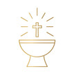 golden baptismal font icon- vector illustration
