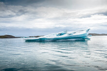 Icebergs In Iceland. Blue And Grey Icebergs. Iced Lake. Winter Frozen Landscape