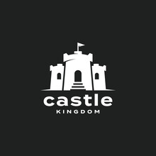 Castle Kingdom Negative Space Logo Design Premium