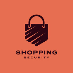 Sticker - Shopping bag shield security negative space icon logo design Premium