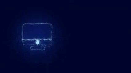 Leinwandbilder - Computer monitor icon with plexus art effect. Connected lines with dots. Lines plexus