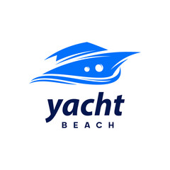 Wall Mural - Yacht fast beach line logo design icon Premium