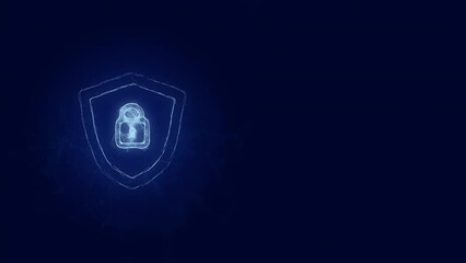 Poster - Shield security with lock icon with plexus effect. Connected lines with dots. Lines plexus