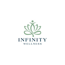 Infinity Flower Meditation Nature Yoga Line Art Style Premium Vector Logo Design
