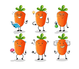 carrot thinking group character. cartoon mascot vector