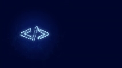 Fototapete - Coding code html programming language icon with plexus effect. Connected lines with dots. Lines plexus