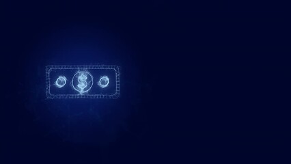 Fototapete - Banknote dollar icon with plexus effect. Connected lines with dots. Lines plexus