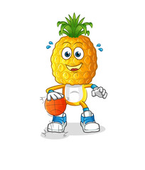 Wall Mural - pineapple head cartoon dribble basketball character. cartoon vector