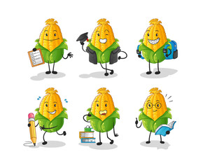 Canvas Print - corn education set character. cartoon mascot vector