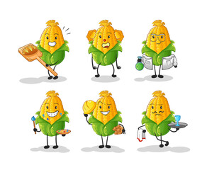 Canvas Print - corn profession set character. cartoon mascot vector