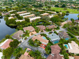 Wall Mural - Aerial photo residential homes in Plantation Florida neighborhoods