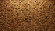 © RocknRoller Studios - Wood, Timber Wall background with tiles. Hexagonal, tile Wallpaper with Natural, 3D blocks. 3D Render