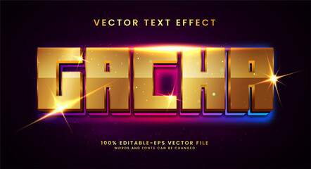 Wall Mural - Gacha 3D glowing text effect, editable text style and suitable for game assets.
