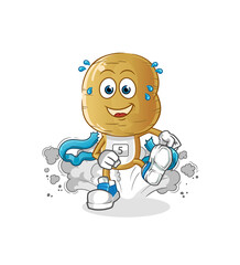 Sticker - potato head cartoon runner character. cartoon mascot vector