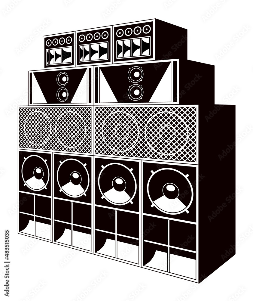 Vector de Stock スピーカーが並んだレゲエサウンドシステム（ポップ