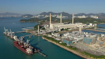 Canvas Print - Drone fly over Hong Kong lamma island power station