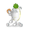 white radish baseball pitcher cartoon. cartoon mascot vector