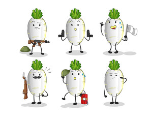 Poster - white radish troops character. cartoon mascot vector