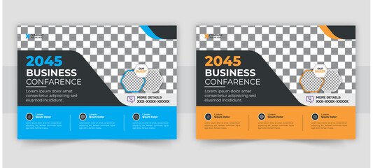 Corporate horizontal business conference flyer template design.