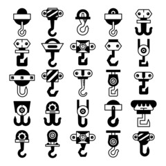 Sticker - industrial crane hook and hoist icons set