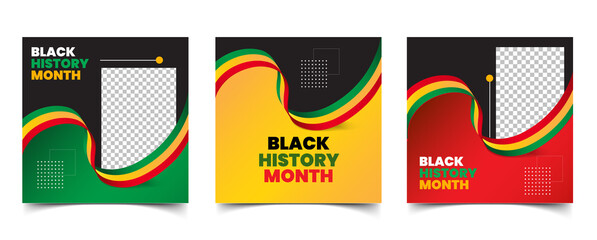 Collection of black history month's beautiful social media posts. Celebrating black history Month posts