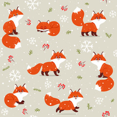 Wall Mural - foxs cartoon witer