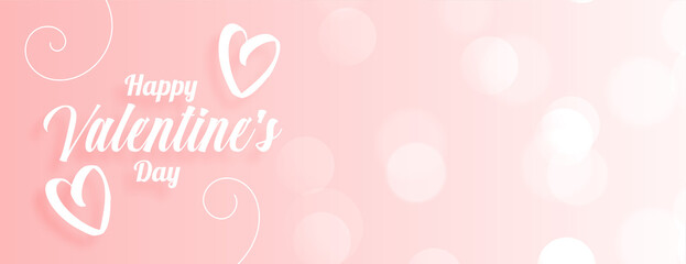 Wall Mural - pink bokeh valentines day hearts banner design