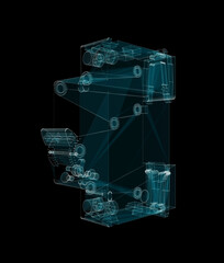 Differential circuit breaker Hologram. Industrial and Technology Concept