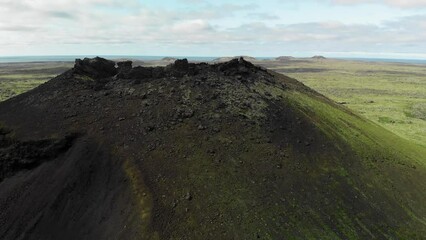 Wall Mural - Aerial view of Saxholl Crater, Iceland in summer season.