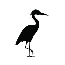 Vector Silhouette Of A Heron Standing On One Leg