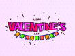 Happy Valentine's Day banner. Holiday background design with big heart made of pink, red Hearts on black fabric background. Horizontal poster, flyer, greeting card, header for website