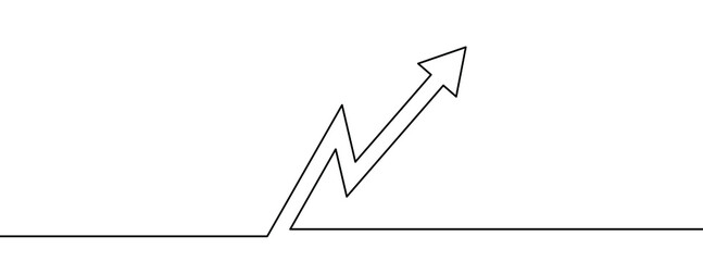 Wall Mural - Continuous line drawing of up arrow. Up arrow linear icon. One line drawing background. Vector illustration. Arrow continuous line icon