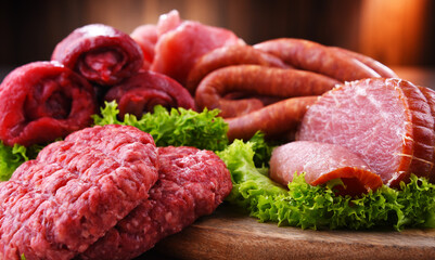 Wall Mural - Composition with assorted meat products