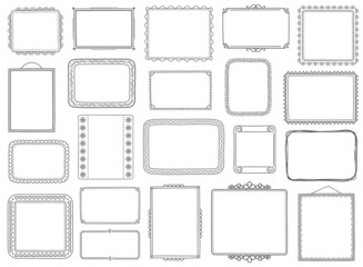 Sticker - Set of hand drawn doodle frames, horizontal, vertical and square frames