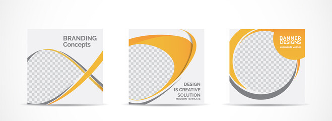 Canvas Print - Set square banner template for social media post and web internet ads.vector illustrations.