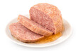 Canned sliced pork luncheon meat.