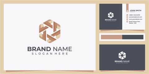 initial letter P Hexagon logo design concept. Letter P community logo design with business card