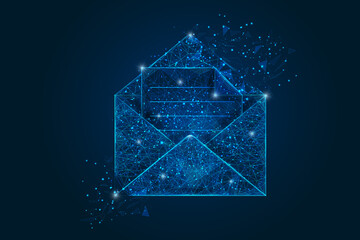 Wall Mural - abstract isolated image of a letter, mail or message. polygonal illustration looks like stars in the