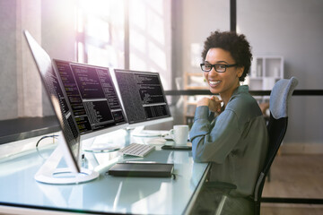 Wall Mural - programmer coding classes. web developer coder